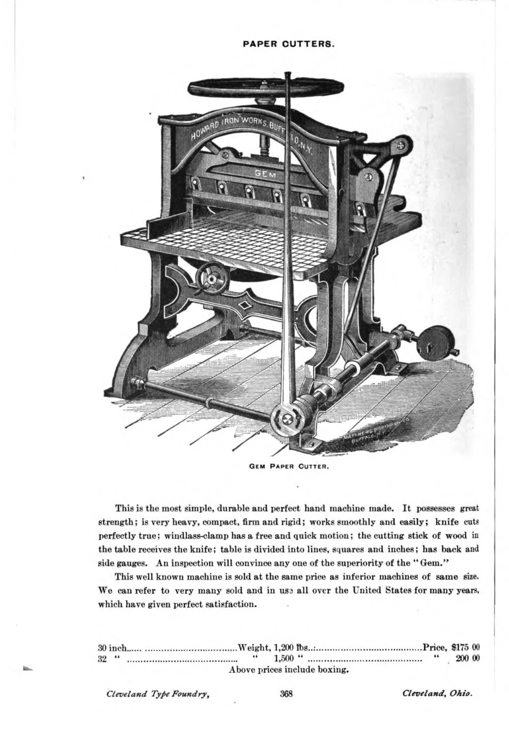 Catalogue and Price List of Type and Material (ATF 1893 Specimen) — page 18