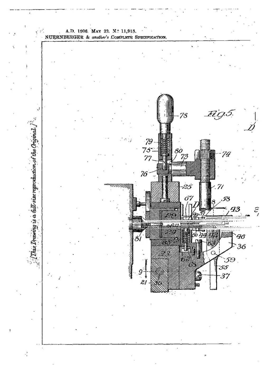 GB Patent 11,915 of 1906, Type Casting Machine — page 13