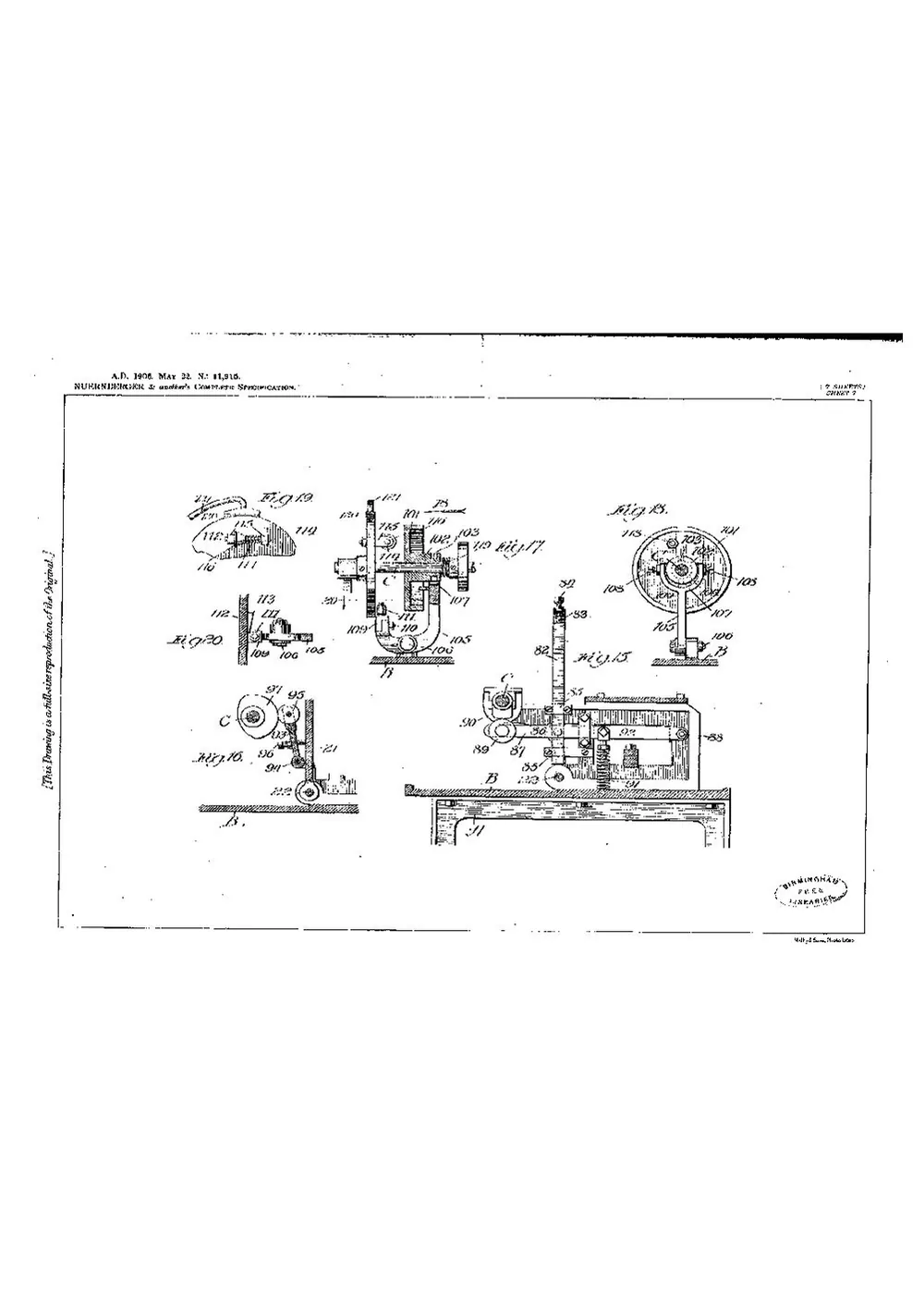 GB Patent 11,915 of 1906, Type Casting Machine — page 18