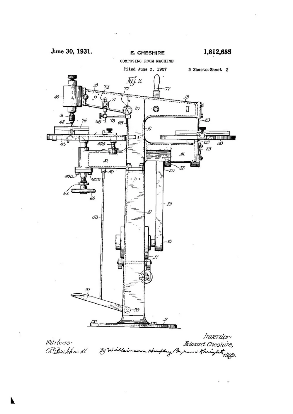 US Patent 1,812,685. Composing Room Machine — page 2