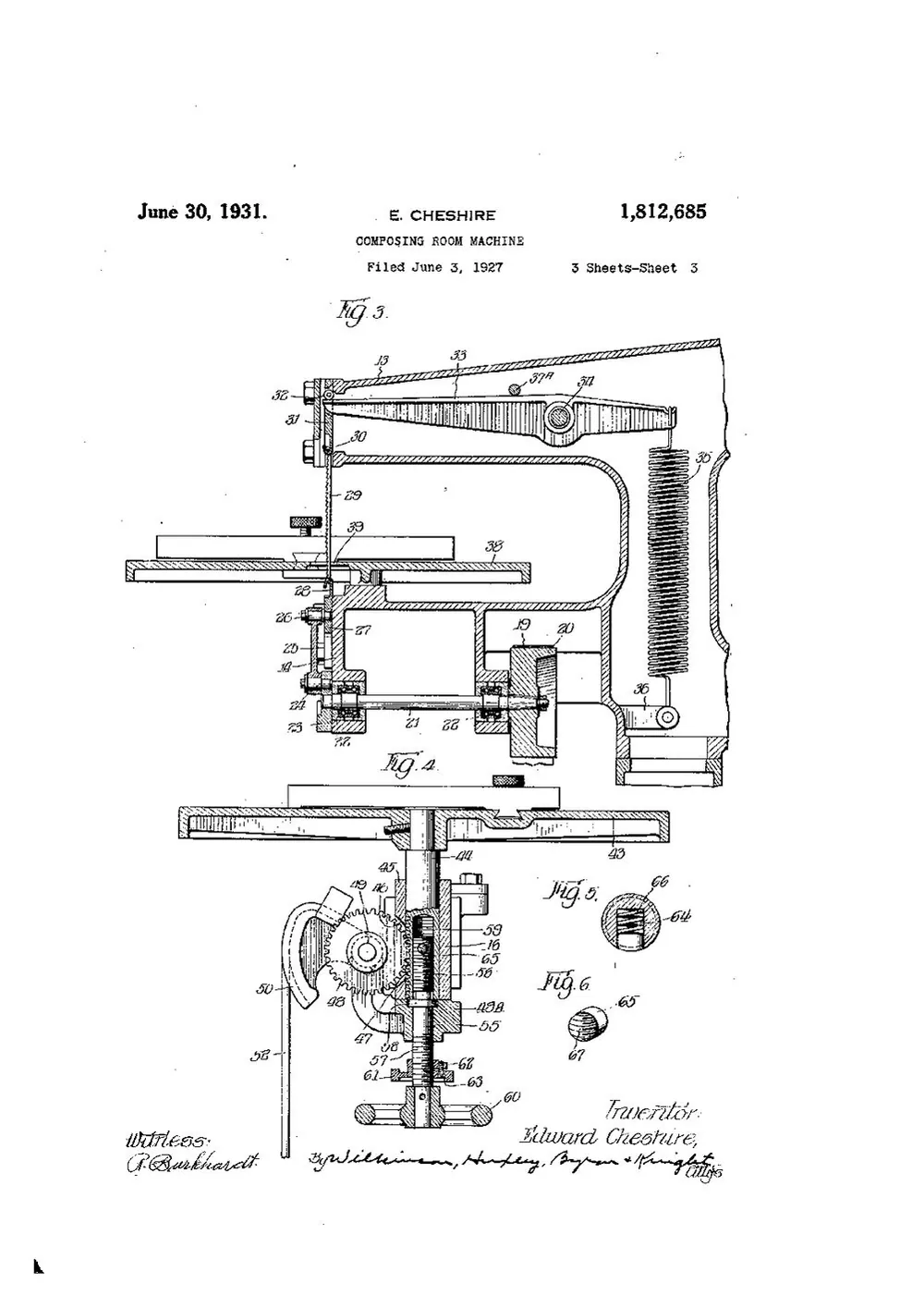 US Patent 1,812,685. Composing Room Machine — page 3