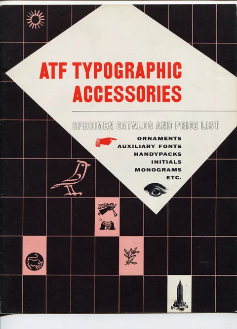 ATF Typographic Accessories, Specimen Catalog and Price List