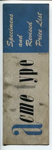 Acme Type Specimen and Revised Price List (Catalog No. 6)