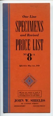 One Line Specimens and Revised Price List No. 8-A
