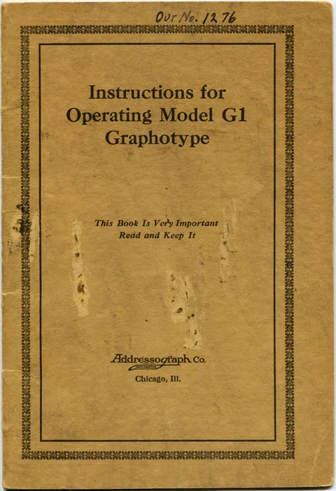 Instructions for Operating Model G1 Graphotype