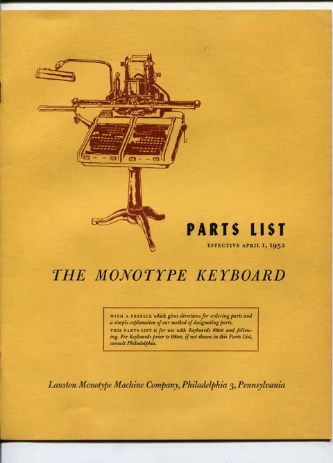 Parts List: The Monotype Keyboard