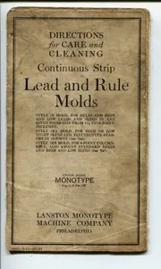 Directions for Care and Cleaning Continuous Strip Lead and Rule Molds