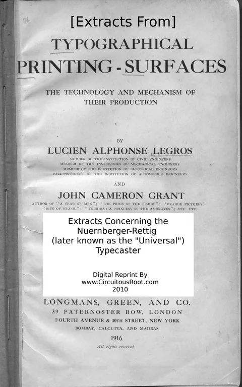 Nuernberger-Rettig Extracts from Typographical Printing Surfaces