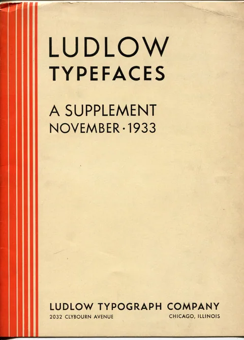 Ludlow Typefaces: A Supplement, November 1933