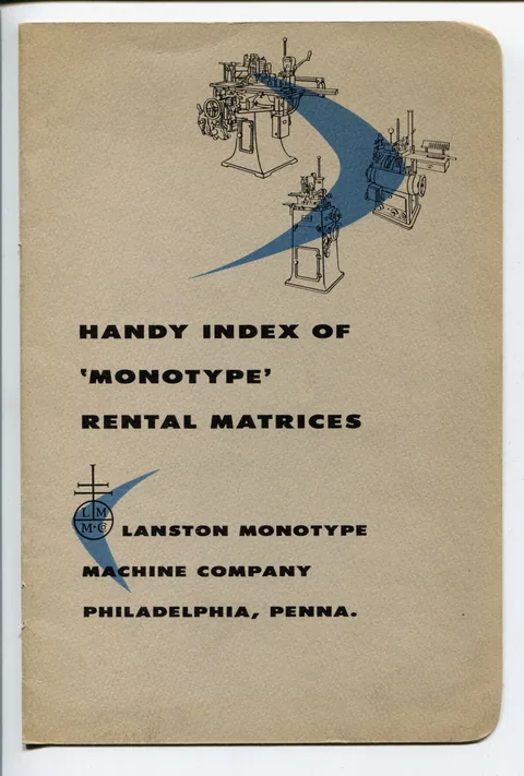 Handy Index of 'Monotype' Rental Matrices