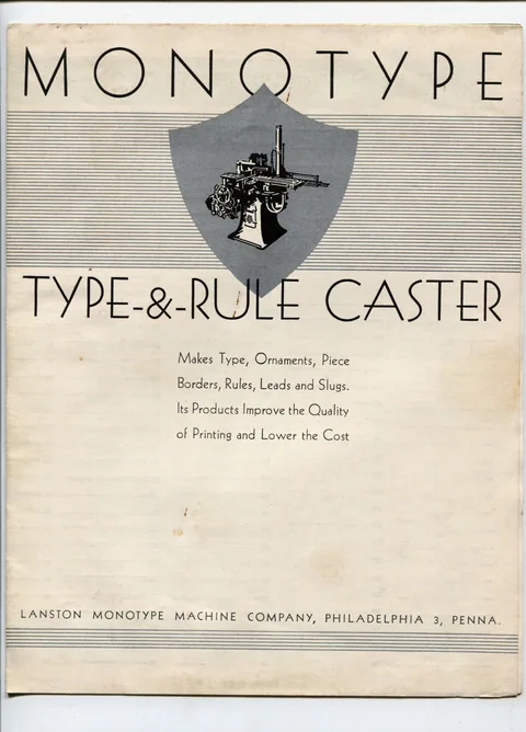 Monotype Type And Rule Caster Brochure (8 pg)