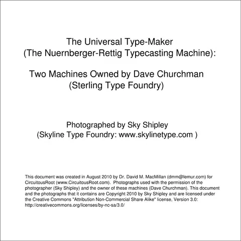 Nuernberger-Rettig or Universal Type-Maker at Sterling Type Foundry