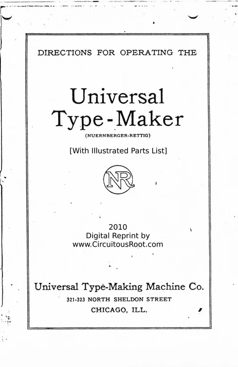 Directions for Operating the Universal Type-Maker (Nuernberger-Rettig)