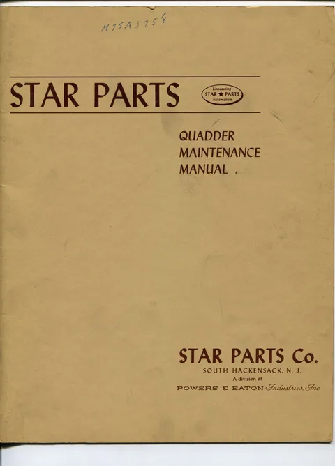 Maintenance Manual, Star Selectro-Matic Quadder (Model F)