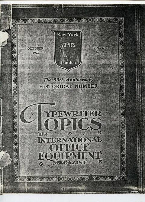 Typewriter Topics October 1923 Historical Number
