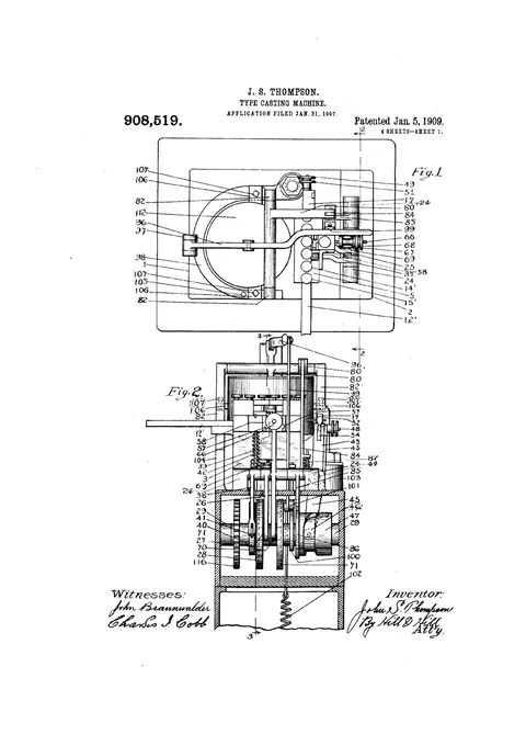 US Patent 908.519, Type-Casting Machine