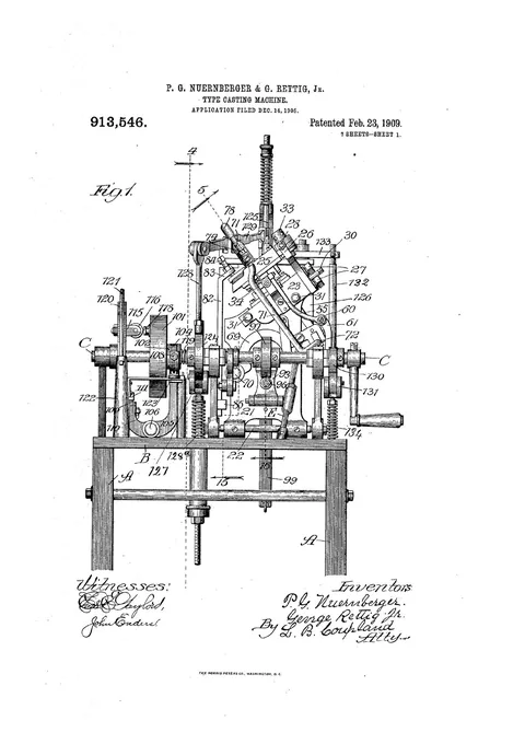 US Patent 913,546, Type-Casting Machine