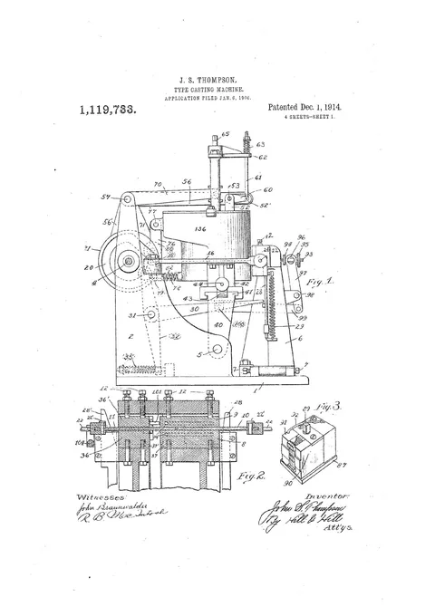 US Patent 1,119,733, Type-Casting Machine